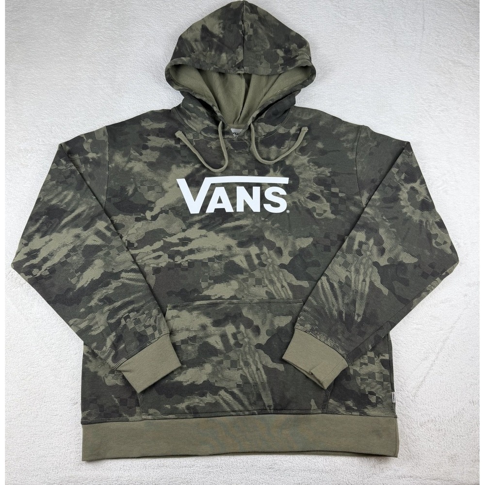 Vans Hoodie Mens M Camo Pullover Sweatshirt Off The Wall Skateboard Y2K Sweater